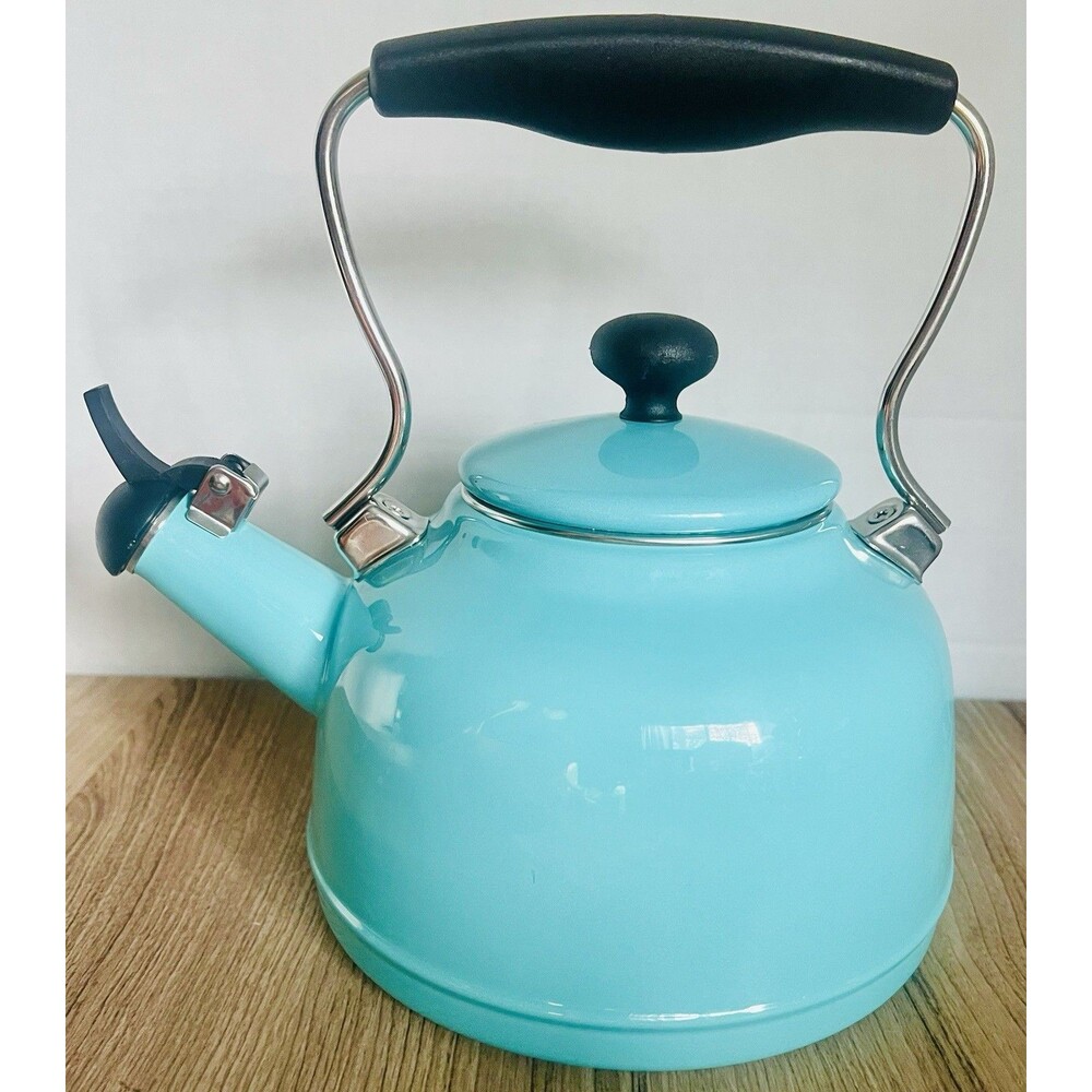 Chantal Tea Kettle Aqua Enamel on Steel Whistle Teapot 1.7 qt
